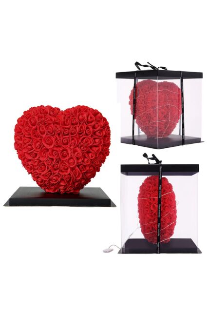 Living and Home Rose Heart Gift Box with LED Lights for Valentine's Day in Red - image 1