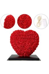 Living and Home Rose Heart Gift Box with LED Lights for Valentine's Day in Red - thumbnail 6