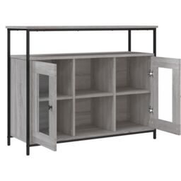 Berkfield Home Sideboard Grey Sonoma 100x35x80 cm Engineered Wood - Size: 100 x 35 x 80 cm - thumbnail 5