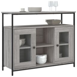Berkfield Home Sideboard Grey Sonoma 100x35x80 cm Engineered Wood - Size: 100 x 35 x 80 cm - thumbnail 3
