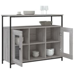 Berkfield Home Sideboard Grey Sonoma 100x35x80 cm Engineered Wood - Size: 100 x 35 x 80 cm - thumbnail 4