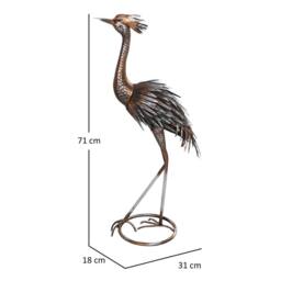 OUTSUNNY Heron Garden Statue, Metal Garden Gift with Stakes, Silver Tone - thumbnail 3