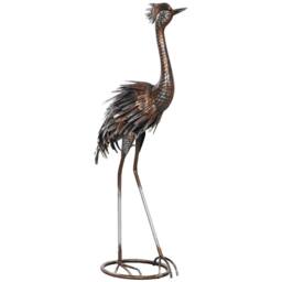 OUTSUNNY Heron Garden Statue, Metal Garden Gift with Stakes, Silver Tone - thumbnail 2
