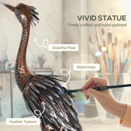 OUTSUNNY Heron Garden Statue, Metal Garden Gift with Stakes, Silver Tone - thumbnail 4