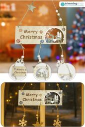 Neel Blue Wooden Merry Christmas Hanging Sign for Xmas - 20cm x 17cm x 2cm in Natural - Size: 20 cm x 17 cm x 2 cm - thumbnail 5