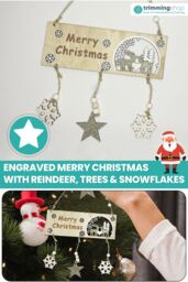 Neel Blue Wooden Merry Christmas Hanging Sign for Xmas - 20cm x 17cm x 2cm in Natural - Size: 20 cm x 17 cm x 2 cm - thumbnail 4