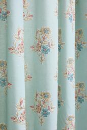 Dreams & Drapes 'Lorena Patchwork' Lined Pair of Pencil Pleat Curtains With Tie-Backs in Duck Egg Blue - Size: 168 cm width x 183 cm drop - thumbnail 3