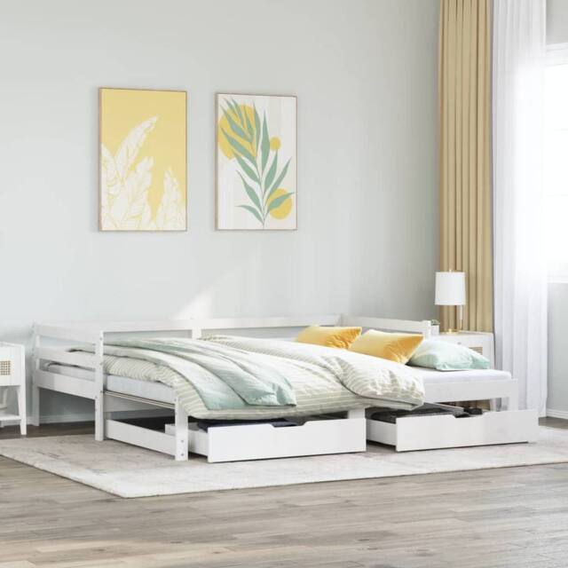 Berkfield Home Daybed with Trundle & Drawers without Mattress White 90x190 cm Single - image 1