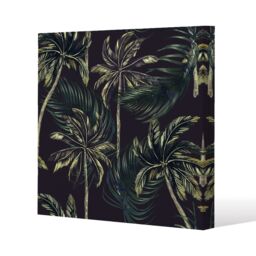 Benjamin Tate Design Green Palm on Black (Canvas Print) / 77 x 77 x 4cm in Natural - Size: 77 x 77 x 4 cm - thumbnail 1