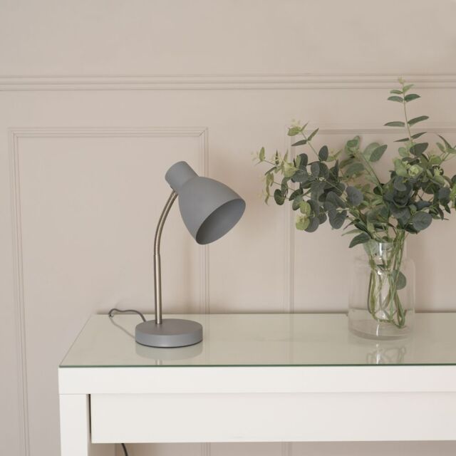 ValueLights Keela Adjustable Flexi Neck Desk Table Lamp with LED Bulb in Grey - image 1