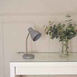 ValueLights Keela Adjustable Flexi Neck Desk Table Lamp with LED Bulb in Grey - thumbnail 1