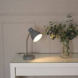 ValueLights Keela Adjustable Flexi Neck Desk Table Lamp with LED Bulb in Grey - thumbnail 5