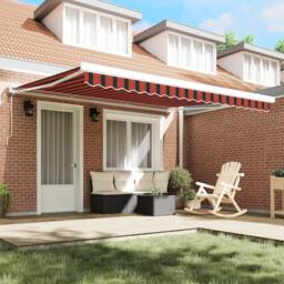 Berkfield Home Manual Retractable Awning Orange & Brown 350x250 cm - thumbnail 3