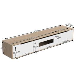 Merax Wall-mounted High-Gloss TV Cabinet with Colour-Changing LED Lights in White - thumbnail 2