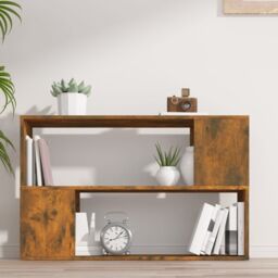 Berkfield Home Book Cabinet Smoked Oak 100x24x63 cm Engineered Wood in Brown - Size: 100 x 24 x 63 cm - thumbnail 3