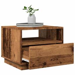 Berkfield Home Modern Coffee Table with LED Lights Old Wood 50x49x40 cm in Brown - Size: 50 x 49 x 40 cm - thumbnail 6