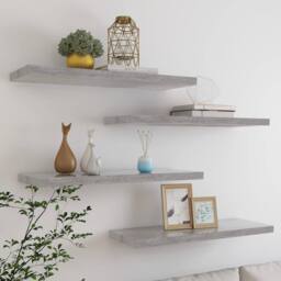 Berkfield Home Floating Wall Shelves 4 pcs Concrete Grey 80x23.5x3.8 cm MDF - thumbnail 2