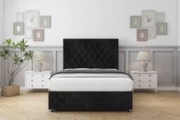 "Sloomy Vienna Naples Divan Base 2 Drawers - 26"" Headboard & 12"" Footboard in Black - Size: King" - thumbnail 2