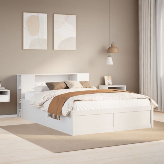 Berkfield Home Bed Frame without Mattress White 150x200 cm King Size Solid Wood Pine - image 1