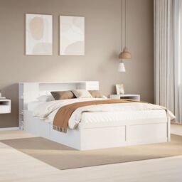 Berkfield Home Bed Frame without Mattress White 150x200 cm King Size Solid Wood Pine - thumbnail 1