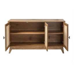 CALICOSY 3-Door Buffet With Natural Rattan Caning, 120 Cm Wide - ALIA in Light Brown - thumbnail 3