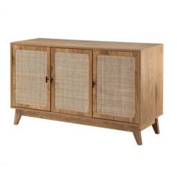 CALICOSY 3-Door Buffet With Natural Rattan Caning, 120 Cm Wide - ALIA in Light Brown - thumbnail 4
