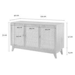CALICOSY 3-Door Buffet With Natural Rattan Caning, 120 Cm Wide - ALIA in Light Brown - thumbnail 9