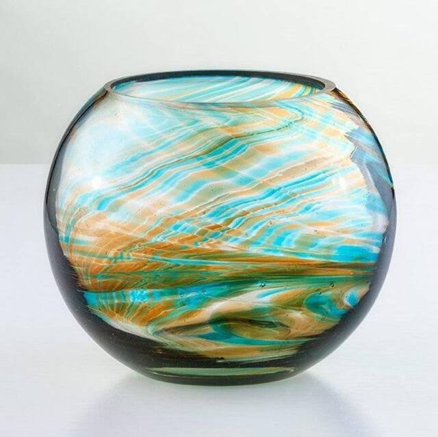 Sienna Glass Blown Glass Tealight Holder in Turquoise