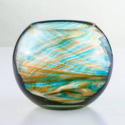Sienna Glass Blown Glass Tealight Holder in Turquoise