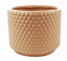 Leaf Dusty Pink Raised Dots Ceramic Plant Pot 15 x 15 x 12.5cm OrangeOrange in Orange - Size: 15 x 15 x 12.5 cm