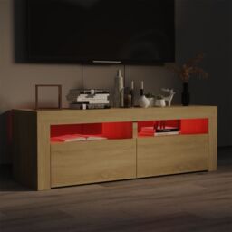Berkfield Home TV Cabinet with LED Lights Sonoma Oak 120x35x40 cm in Brown - Size: 120 x 35 x 40 cm - thumbnail 4