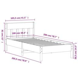 Berkfield Home Beautiful Bed Frame without Mattress Wax Brown 100x200 cm Solid W - thumbnail 9