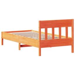 Berkfield Home Beautiful Bed Frame without Mattress Wax Brown 100x200 cm Solid W - thumbnail 6