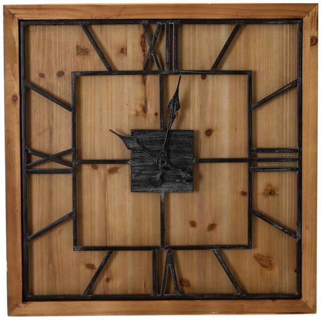 Love Lace Williston Square Large Wooden Wall Clock in Brown - image 1
