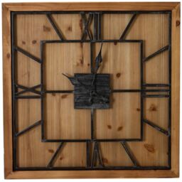 Love Lace Williston Square Large Wooden Wall Clock in Brown