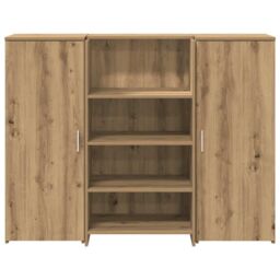 Berkfield Home Reception Desk Artisan Oak 135x50x103.5 cm Engineered Wood in Brown - thumbnail 5