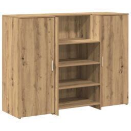 Berkfield Home Reception Desk Artisan Oak 135x50x103.5 cm Engineered Wood in Brown - thumbnail 2