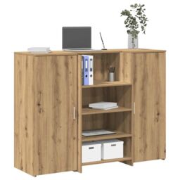 Berkfield Home Reception Desk Artisan Oak 135x50x103.5 cm Engineered Wood in Brown - thumbnail 1
