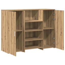 Berkfield Home Reception Desk Artisan Oak 135x50x103.5 cm Engineered Wood in Brown - thumbnail 6