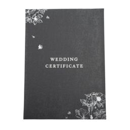 Happy Homewares Beautiful Black Satin Fabric Wedding Certificate Holder with Silver Floral Decor - thumbnail 1