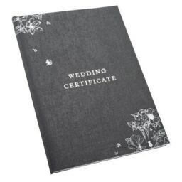 Happy Homewares Beautiful Black Satin Fabric Wedding Certificate Holder with Silver Floral Decor - thumbnail 2