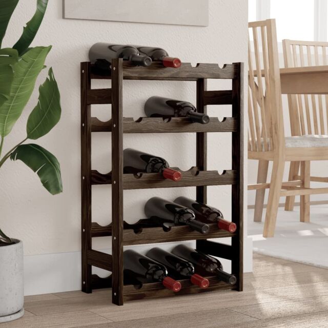 Berkfield Home Wine Rack for 20 Bottles Black Solid Wood Pine - image 1