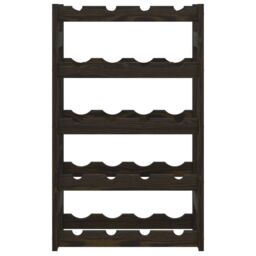 Berkfield Home Wine Rack for 20 Bottles Black Solid Wood Pine - thumbnail 3