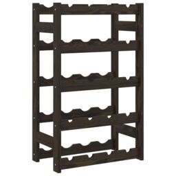 Berkfield Home Wine Rack for 20 Bottles Black Solid Wood Pine - thumbnail 2