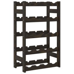 Berkfield Home Wine Rack for 20 Bottles Black Solid Wood Pine - thumbnail 5