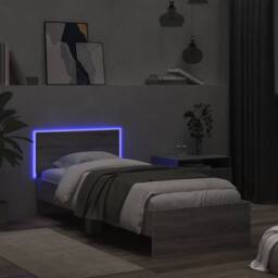 Berkfield Home Durable Bed Frame without Mattress with LED Lights Grey Sonoma 90 - thumbnail 4