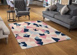 Benjamin Tate Design Pastel Coloured Triangles Rug in Natural - Size: Large - thumbnail 2