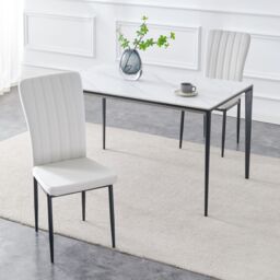 MCC Direct Set of 2 Velvet Dining Chairs Padded Upholstered Accent Chair Elle in Beige - thumbnail 2