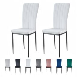 MCC Direct Set of 2 Velvet Dining Chairs Padded Upholstered Accent Chair Elle in Beige - thumbnail 1