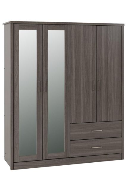 Seconique Lisbon 4 Door Wardrobe in Charcoal - image 1